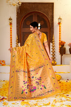 Yellow Silk Woven Paithani Saree With Weaving Zari Work
