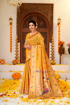 Yellow Silk Woven Paithani Saree With Weaving Zari Work