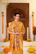 Yellow Silk Woven Paithani Saree With Weaving Zari Work