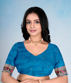 Teal Blue Silk Woven Paithani Saree With Weaving Zari Work