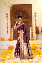 Maroon Silk Woven Paithani Saree With Weaving Zari Work