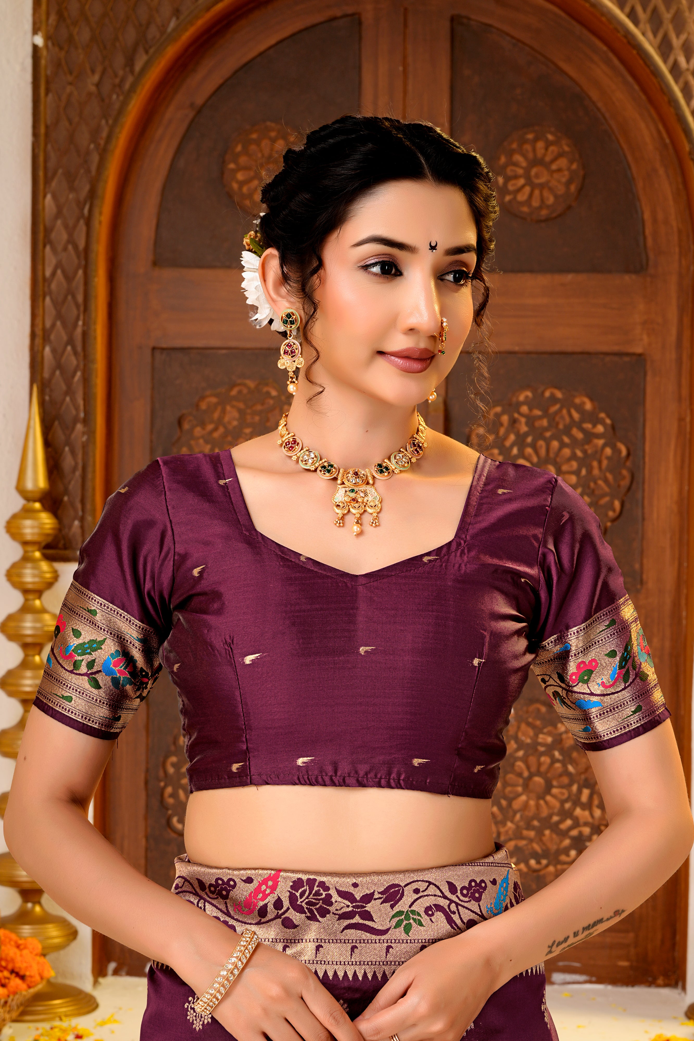 Maroon Silk Woven Paithani Saree With Weaving Zari Work