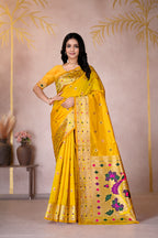 Yellow Silk Woven Paithani Saree With Weaving Zari Work