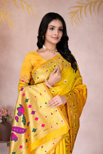 Yellow Silk Woven Paithani Saree With Weaving Zari Work