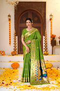 Green Silk Woven Paithani Saree With Weaving Zari Work