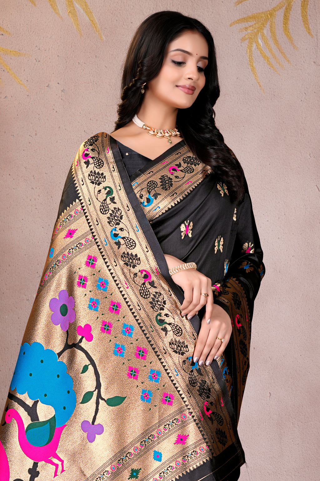 Black Silk Woven Paithani Saree With Weaving Zari Work