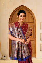 Maroon Silk Woven Paithani Saree With Weaving Zari Work