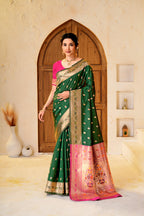 Green Silk Woven Paithani Saree With Weaving Zari Work