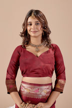 Maroon Silk Woven Banarasi Saree With Zari Work