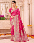 Rani Pink Silk Woven Banarasi Saree