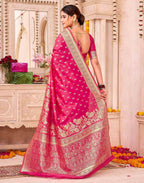 Rani Pink Silk Woven Banarasi Saree