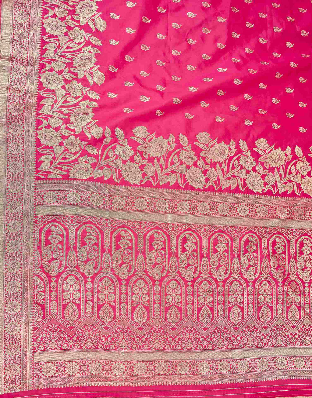 Rani Pink Silk Woven Banarasi Saree