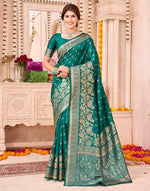 Teal Green Silk Woven Banarasi Saree