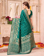 Teal Green Silk Woven Banarasi Saree