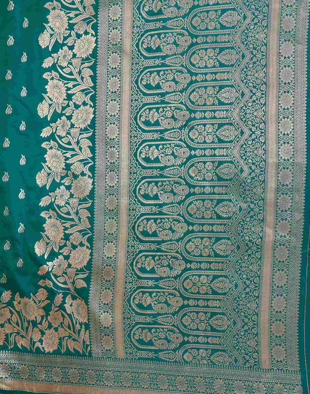 Teal Green Silk Woven Banarasi Saree
