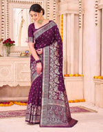 Dark Purple Silk Woven Banarasi Saree