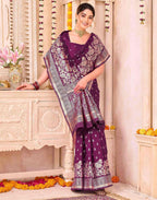 Dark Purple Silk Woven Banarasi Saree