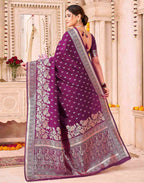 Dark Purple Silk Woven Banarasi Saree