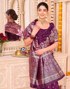 Dark Purple Silk Woven Banarasi Saree
