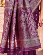 Dark Purple Silk Woven Banarasi Saree