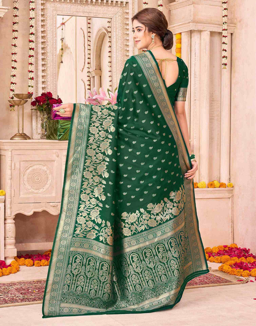 Green Silk Woven Banarasi Saree