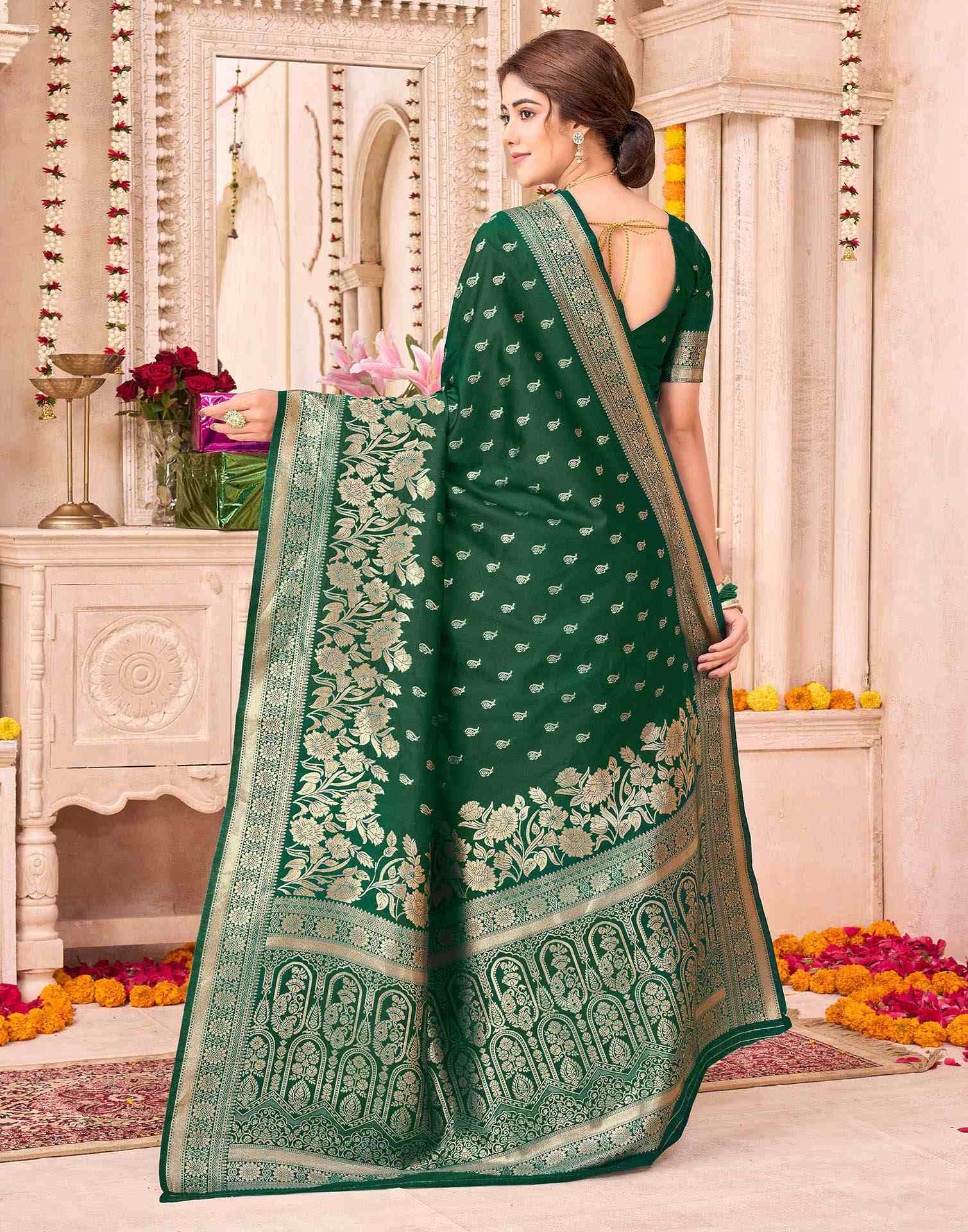 Green Silk Woven Banarasi Saree