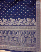 Navy Blue Silk Woven Banarasi Saree