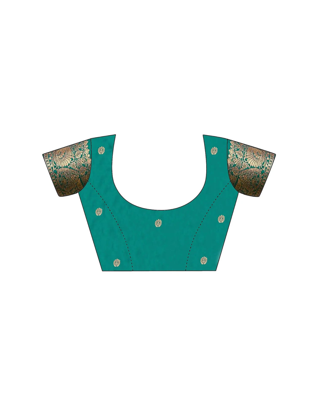 Teal Green Blue Silk Woven Banarasi Saree