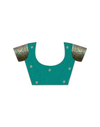 Teal Green Blue Silk Woven Banarasi Saree