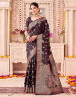 Coffee Blue Silk Woven Banarasi Saree
