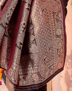 Coffee Blue Silk Woven Banarasi Saree