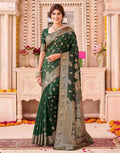 Green Blue Silk Woven Banarasi Saree