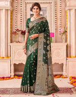 Green Blue Silk Woven Banarasi Saree