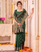 Green Blue Silk Woven Banarasi Saree