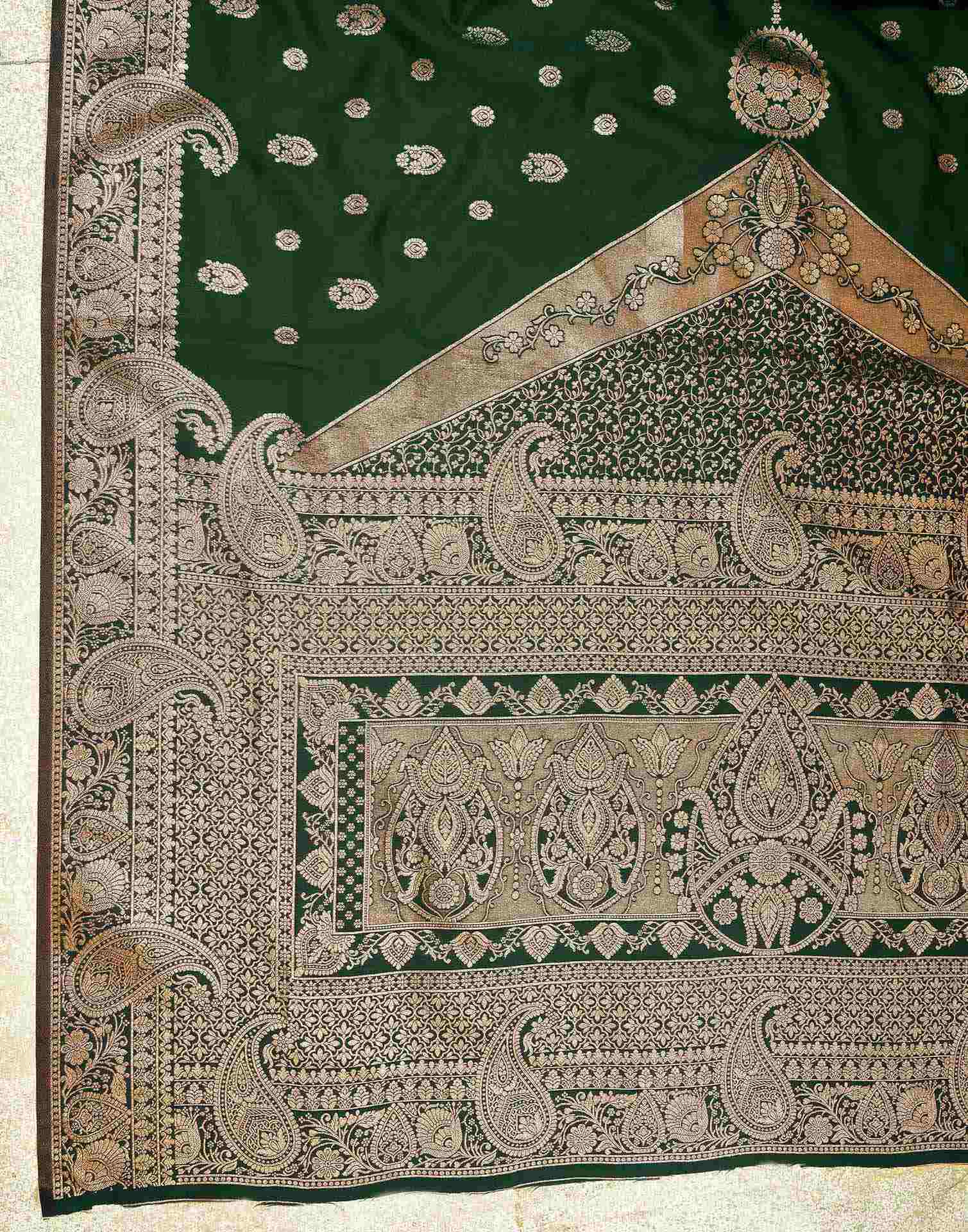Green Blue Silk Woven Banarasi Saree