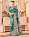 Teal Green Silk Woven Banarasi Saree