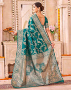 Teal Green Silk Woven Banarasi Saree