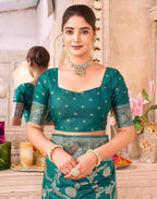 Teal Green Silk Woven Banarasi Saree