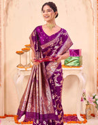 Purple Silk Woven Banarasi Saree