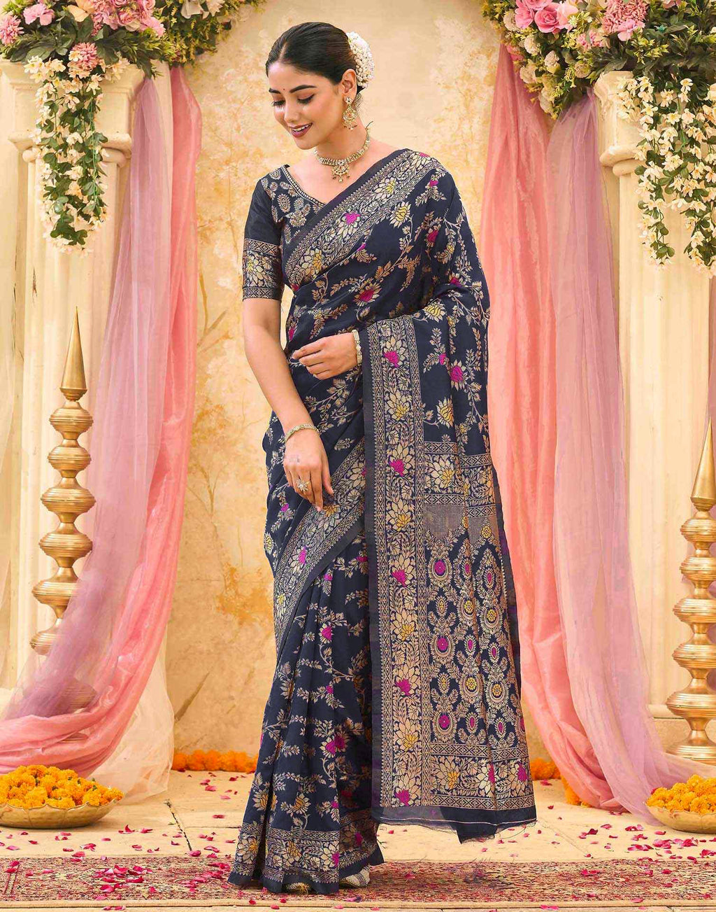 Black Silk Woven Banarasi Saree