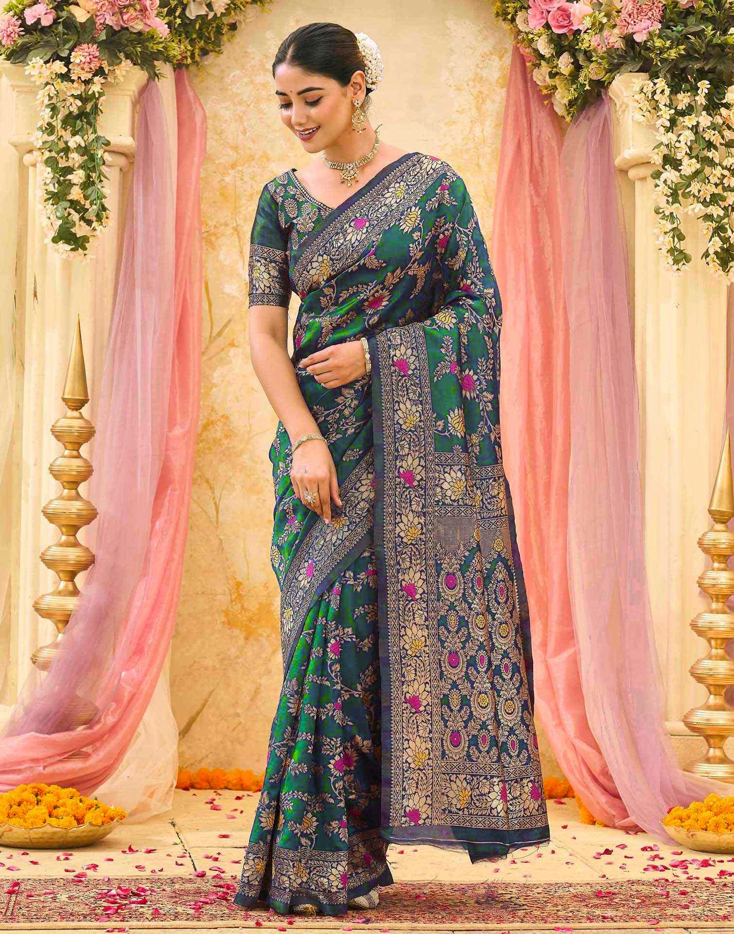 Green Silk Woven Banarasi Saree