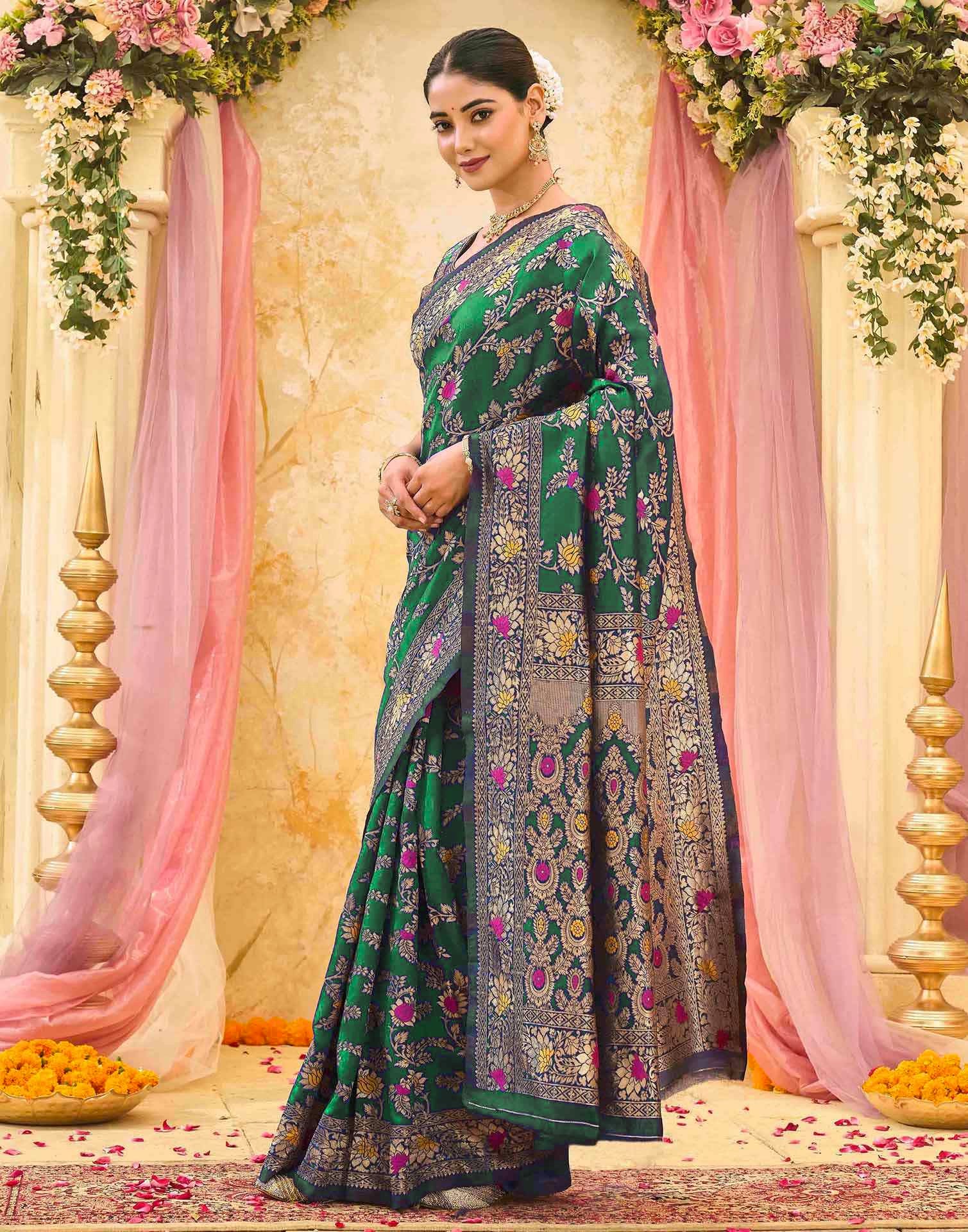 Green Silk Woven Banarasi Saree