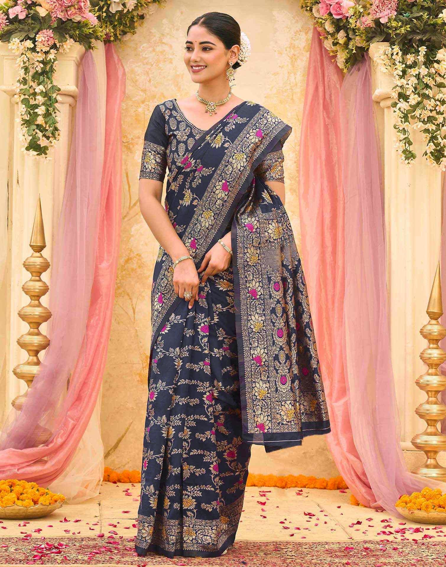 Black Silk Woven Banarasi Saree