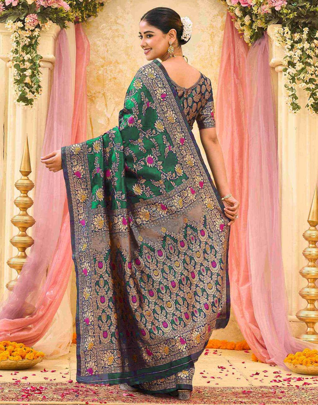 Green Silk Woven Banarasi Saree