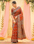 Red Silk Woven Banarasi Saree
