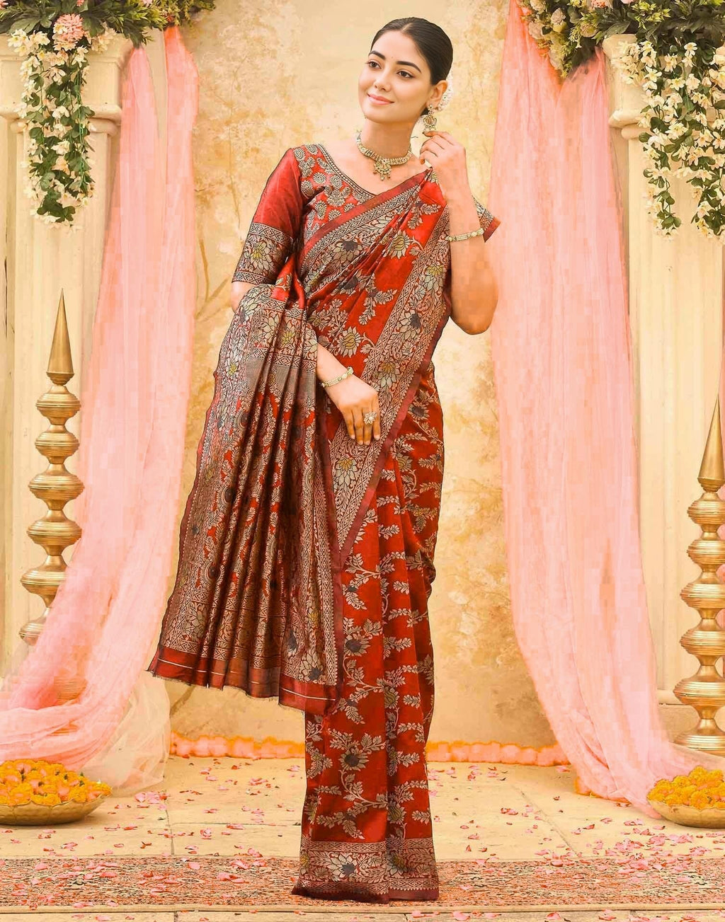 Red Silk Woven Banarasi Saree