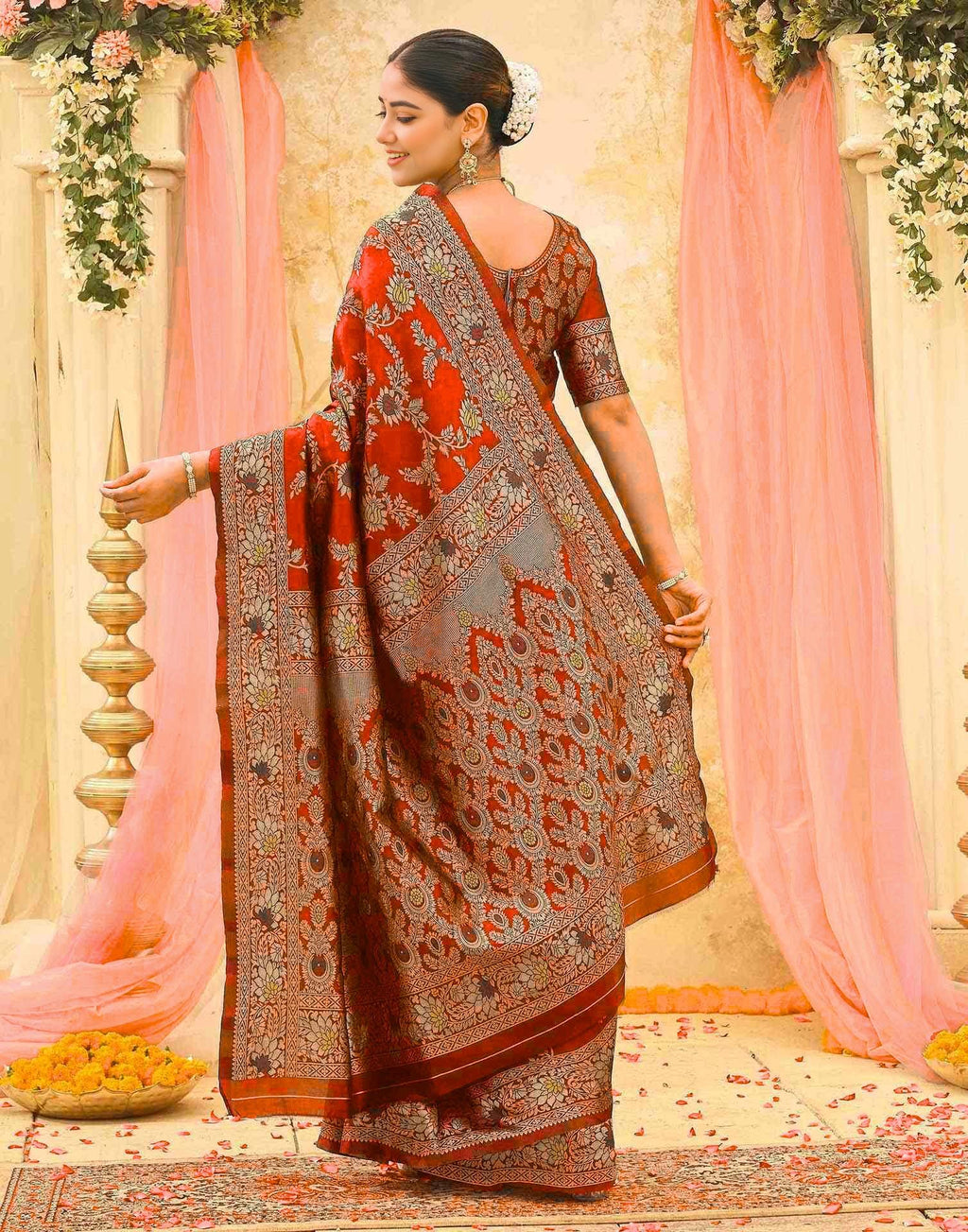 Red Silk Woven Banarasi Saree
