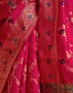 Rani Pink Silk Woven Banarasi Saree