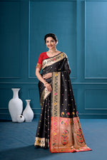 Black Silk Woven Paithani Saree With Weaving Zari Work