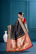 Black Silk Woven Paithani Saree With Weaving Zari Work